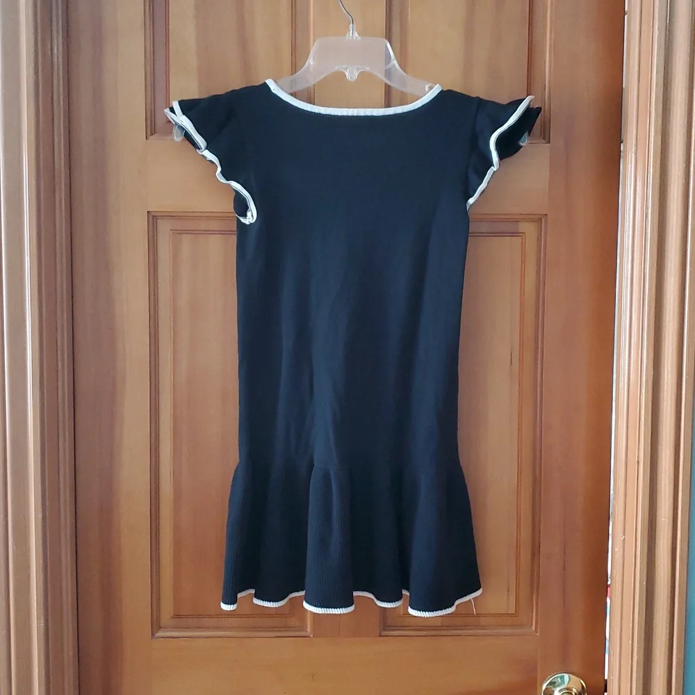 Gap Girls Size‎ XL 12 Black Knit Ruffle Short Sleeve Dress